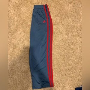 Kids Adidas size 18 athletic pants. Gray with red stripes